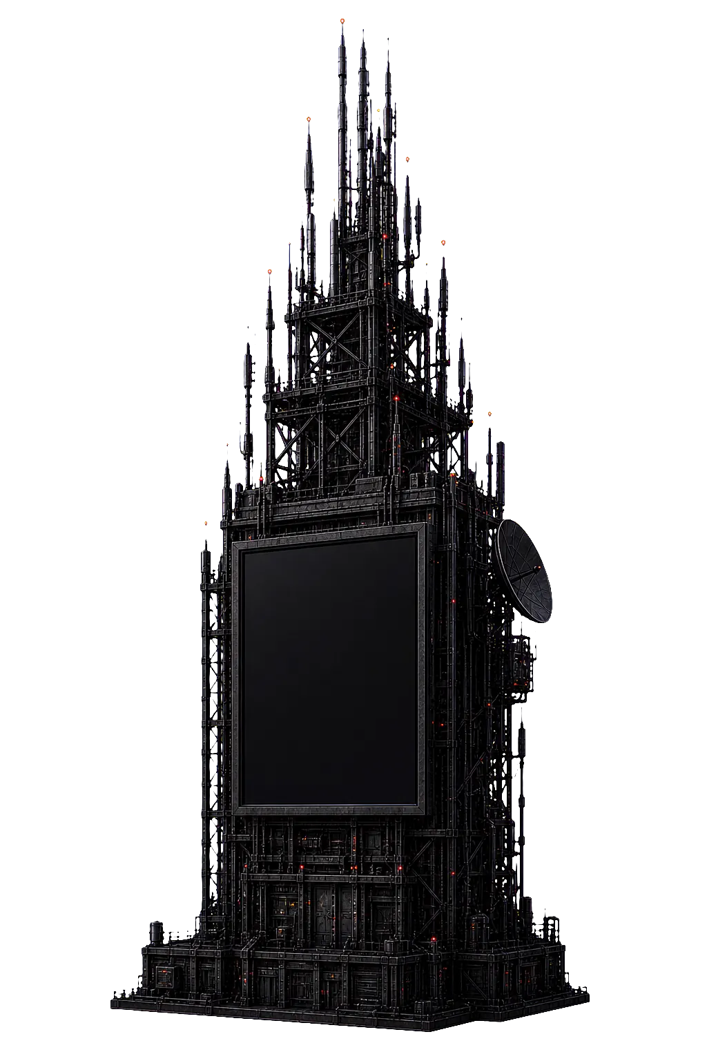 Industrial broadcast monument with a replaceable founder display
